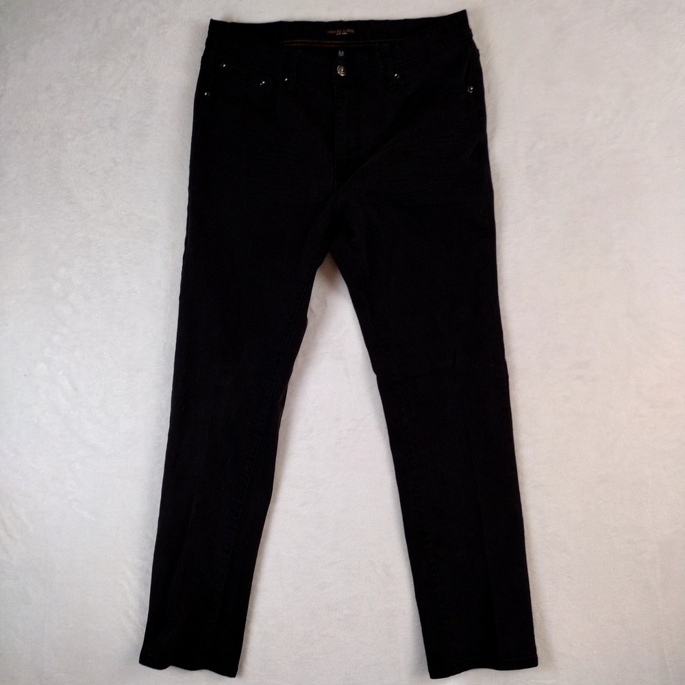 Nickel & Iron New York Mens Black Denim Jeans 34x30 Straight Leg Stretch
